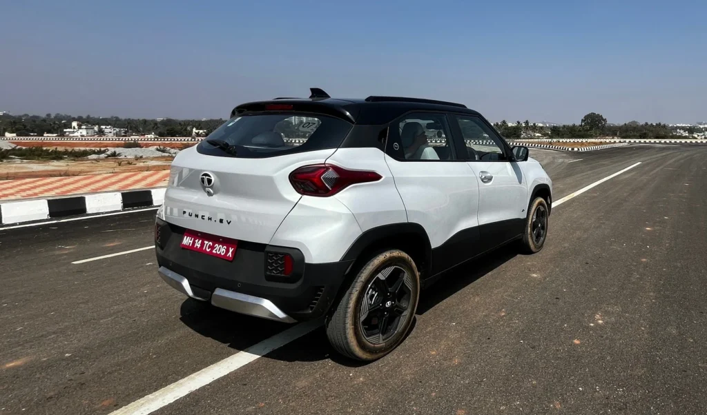 White Tata Punch EV captured in natural daylight, showcasing clean design, premium finish, and everyday practicality.